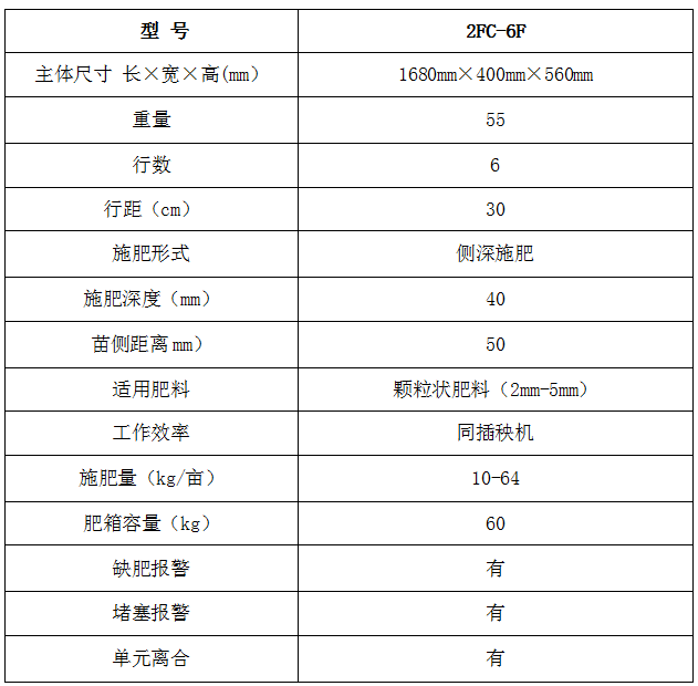 富来威2FC-6F侧施肥机